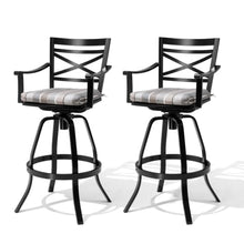 30" Outdoor Swivel Bar Stools Set of 2, Aluminum Bar Height Chairs