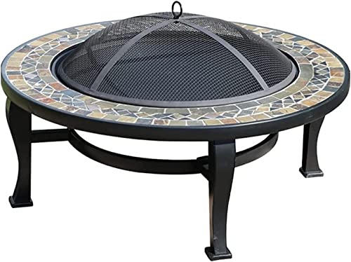 Garden Fire Pit Grill Bowl Grill Barbecue Rack Fire Pits Outdoor Portable Fire Pit, Round Outdoor Fireplace and Grill Set, Used for Backyard Garden Patio Terrace, 86cm/33.9"