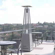Afuera Living 42,000 BTU Metal Round Outdoor Patio Heater, Stainless Steel, Silver Finish, Pyramid Design with Wheels, Automatic Shut-Off, 90 in Height for Residential or Commercial Outdoor Spaces