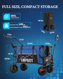 Push & Pull Electric Wagon Cart Foldable with 24,000mAh Removable Battery