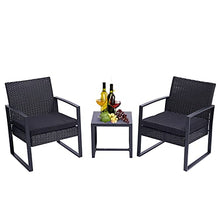 DUYHBAWRS 3 Pieces Patio Set Outdoor Wicker Furniture Sets Rattan Chair Conversation with Coffee Table for Yard