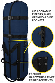 CaddyDaddy First Class Premium Soft-Sided Travel Cover Blue w/North Pole