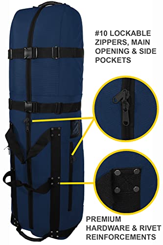 CaddyDaddy First Class Premium Soft-Sided Travel Cover Blue w/North Pole