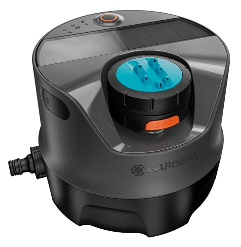 Gardena AquaPrecise Irrigation System for Lawns up to 320 m²: Solar Powered, Even Water Distribution, for Any Garden Shape, Bluetooth, Easy Installation (16000-20)