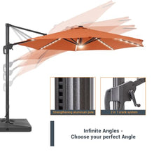 11' Lighted Cantilever Umbrella with Crank Lift Counter Weights Included