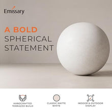 Emissary Terrazzo Gazing Ball 24 in. Matte White Outdoor Garden Sphere