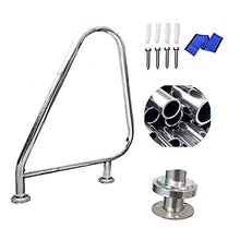 MSHOSAC Sturdy Pool Safety Handrails Pool Handrails 2 PCS Pool Stair,Inground Pools Handrails,Swimming Pool Ladder in Ground Pools Heavy Duty 304 Stainless Steel Pool Step Ladder with Blue Grip Cove