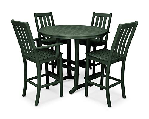 POLYWOOD Vineyard 5-Piece Nautical Trestle Bar Set (Green)