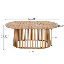Christopher Knight Home Hizto Oval Outdoor Dining Table, Tapered Vertical Slatted Single Base, Slatted Design Acacia Wood Patio Dining Table, Solid Wood Outdoor Table for Garden Backyard, Light Teak