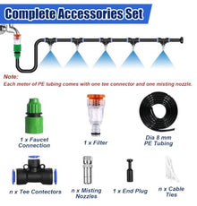 Outside Patio/Porch Misting Cooling System with Water Filter & Mist Nozzle