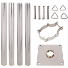 LMAOSS 12FT Stainless Steel Shade Sail Pole with Base Plate, Heavy Duty 304 Sun Shade Sail Post for Patio Garden Backyard Canopy Installation with Adjustable Clamp Rings