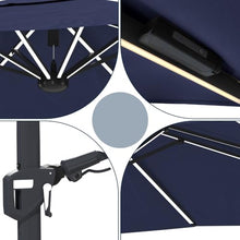 callmego Cantilever Patio Umbrella with LED Lighting for Outdoor Shade and Evening Use
