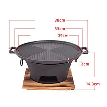 Charcoal Grill Household Barbecue Meat Stove Thickened Barbecue Pot Cast Iron Charcoal Stove With Round Stripe Pan Barbecue Grill Outdoor Cooking Picnic Barbecue (Color : Black Size : 38x16cm)