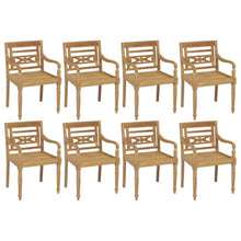 LPERTGFHU 8 pcs Batavia Chairs with Cushions, Solid Teak Wood Garden Patio Dining Chairs, Taupe