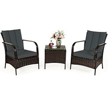 DUYHBAWRS 3 PCS Patio Rattan Furniture Set Coffee Table & 2 Chair with Cushions Comfortable and Breathable(A)