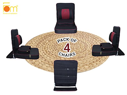 Friends Of Meditation XL Meditation & Yoga Chair with Back Support, Black, Pack of 4