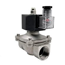 Stainless Steel Electric Solenoid Valve, 1/2-2 Inch NC Water Valve with IP65 DIN Coil, High Temperature Rated (1-1/4" 110VAC VITON-Seal)