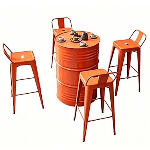 JOSOGO Patio Table and Chair Set, Weather Resistant Outdoor Bistro Set, Lightweight Portable Dining Furniture for Garden Porch Backyard Yard(Orange 1A4B)