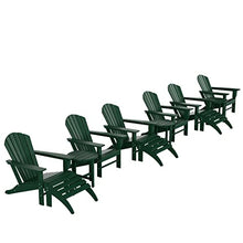 WO Home Furniture Set of 12-6pcs Traditional HDPE Adirondack Chairs with 3pcs Ottoman and 3pcs Side Table, All Weather Resistant for Patio, Outdoor, Balcony, Backyard, Deck, Pool, Dark Green