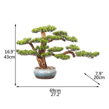 Bonsai Tree Faux Bonsai Tree Houseplant Pine Bonsai Plant Ceramics Round Pot Pebbles Used for Home Living Room Entrance Office Hotel Decoration Artificial Tree