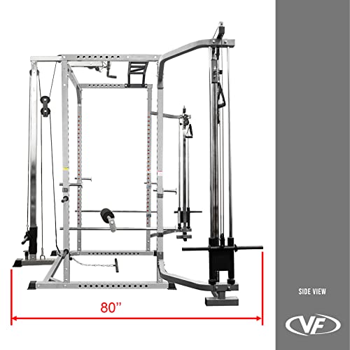 Valor Fitness BD-33BCCL Power Rack w/LAT Pull and Cable Crossover - Black