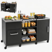 LDAILY 59 Inch Outdoor Grill Table with Stainless Steel Top