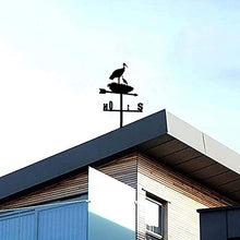 Durable Retro Crane Silhouette Weather Vane Garden Wind Direction Indicator Metal Weathervane Patio Yard Wind Vane Measuring Tool Supplies Craft Decoration (B) (A)