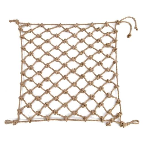 Hemp Rope Net，Heavy Duty Natural Jute Rope Safety Net Balcony Stairs Garden Protection Net Ceiling Hanging Bridge Decorative Rope Net ，Rope Thickness 12mm Mesh 10cm(Size:8x12m)