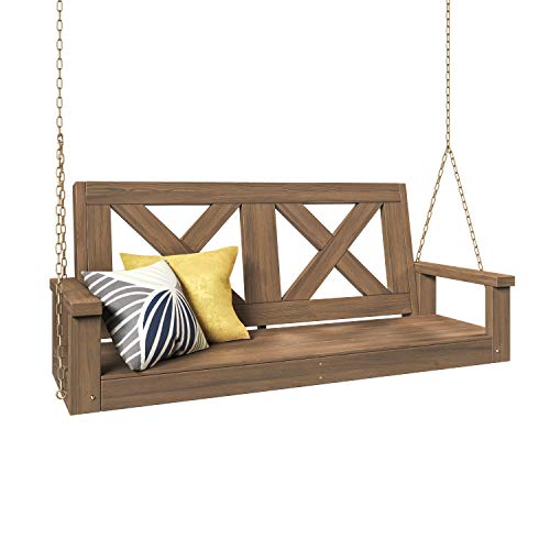 Porchgate Amish Heavy Duty 700 Lb Farmhouse Porch Swing W/Chains (5 Foot, Warm Walnut Stain)