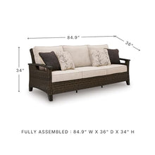 Signature Design by Ashley Drakes Beach 3-Seat Outdoor Sofa, Brown Wicker
