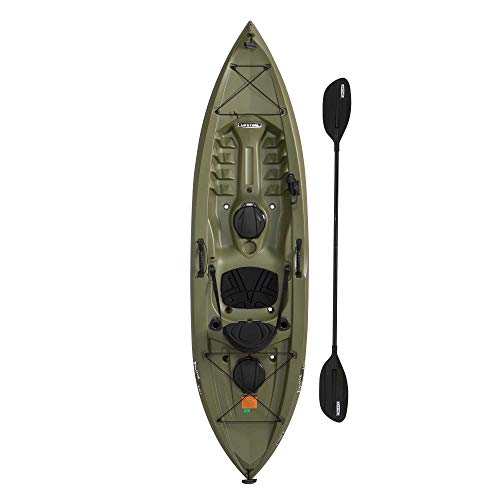 Lifetime Tamarack Angler 100 Fishing Kayak with Paddles Olive Green