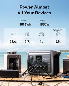 Anker SOLIX C1000 Portable Power Station with Car Charging Cable, 1,056Wh