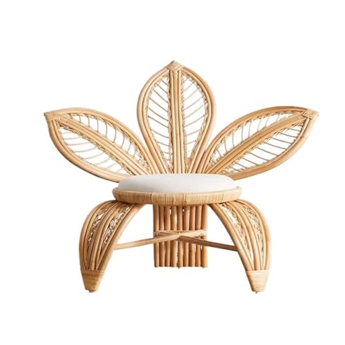 XJOYSL7921 Rattan Chair Shaped Rattan Flower Chair, Decorative Rattan Chair, Rattan Leisure Chair, Handmade Real Rattan Weaving Chair Modern Accent Chair for Living Room