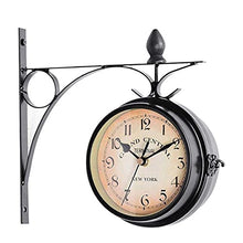 EHVYBDX Clocks Outdoor Waterproof, Double-Sided Outdoor Clocks for The Garden Wall Mounted Battery Powered Metal Hanger Outside Clock