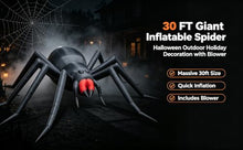 30 FT Giant Inflatable Spider Halloween Decoration, Large Black Scary Inflatable Spider with Red Fangs, Built‑in Blower, for Yard Lawn Garden Halloween Party Outdoor Decor