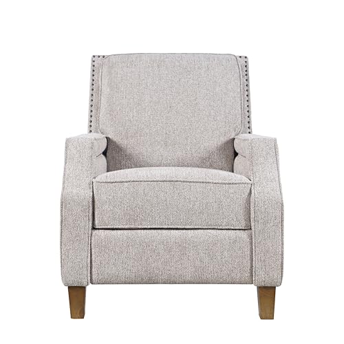 Jofran York Modern Transitional Linen Upholstered Recliner Accent Chair with Nailhead Trim,Grey