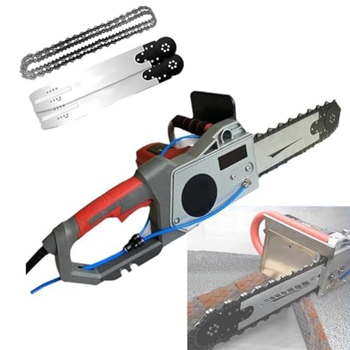 Handheld Chainsaw Electric Concrete Chain Saw, Concrete Cutting Chain Saw Wall Cutter for Slotted Rebar, Marble, Bricks and Marble, with 2 Diamond Chain(480)