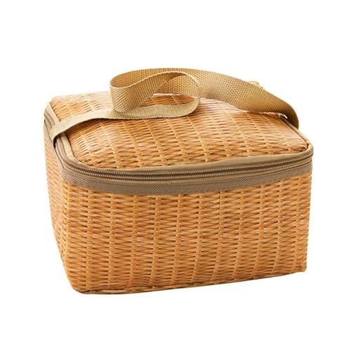 Imitation Rattan Picnic Basket – Portable Outdoor Insulated Thermal Storage Box for Camping, Picnics, and Road Trips