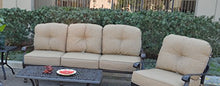 Elizabeth Outdoor Patio 6 pc Set Seating Group Cast Aluminum Antique Bronze Walnut Cushions