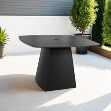 Hassyee 44" Outdoor Pedestal Dining Table with Black Sintered Stone Tabletop, Multi-Functional Patio Accent Table with Aluminum Pedestal Base for Deck, Poolside, Balcony