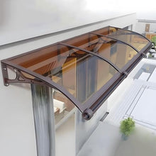 Outdoor Polycarbonate Window Awning Modular Garden Patio Veranda with Aluminum Bracket & Drainage Weather Resistant Brown 24x94 in (60x240 cm)