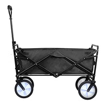 Outdoor Folding Utility Wagon Heavy Duty Garden Cart, Folding Wagon Utility Truck, Adjustable Handle, Portable Camping Trolley, Load-Bearing 80kg / 176lbs (Black)