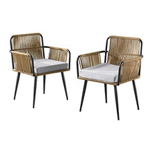 Alburgh All-Weather Outdoor Bistro Set with 4 Mixed-Materials Rope Chairs, Cushions and Modern 30 in. H Weather-Resistant Bistro Table - Patio Furniture Seating & Table Set