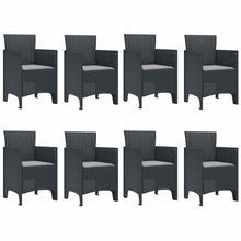 LKJVFCPW 9-Piece Outdoor Garden Dining Set, Patio Furniture Table and 8 Chairs for Backyard Terrace, Weather-Resistant Polypropylene, Large Seating Capacity, Anthracite