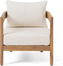 Merax Set of 2 Outdoor Acacia Wood Frame 2pcs Chairs with Cushions for Patio,Garden