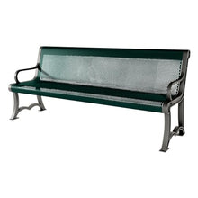 COATEDOUTDOORFURNITURE Bench, Dark Green, Punched, 6Ft, with Back