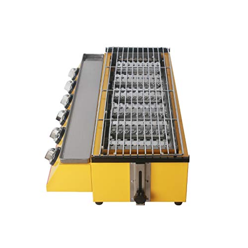 BBQ Grill Gas Barbecue 6 Burner Smokeless Roasting Tray Steel Grill Outdoor Picnic Barbecue Grill Kitchen Tools(white-Dinosaur Doodle4)