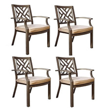 Darlee Brooklyn Aluminum 4 Pc Set Stackable Dining Chair Set in Multi Brown/Sesame