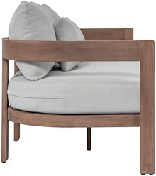 Meridian Furniture 396Grey-S Newport Collection Modern | Contemporary Outdoor Patio Sofa with Acacia Wood, Thermowood Treatment, Cover Included, Water Resistant, 86.75" W x 30.25" D x 33.25" H, Grey