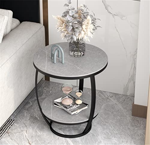 POLGDW Rock Slab Tea Table Small Coffee Table Sofa Round Corner Table Balcony Small Round Table Small Household Side Table(Svart)